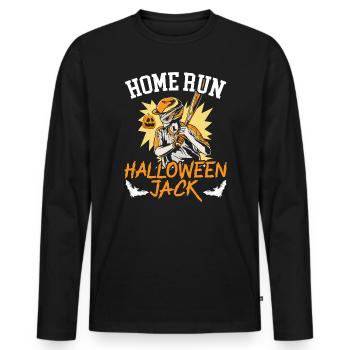 Baseball Halloween Trick Or Treat Baseball Player - Men's Premium Organic Long Sleeve Shirt - black - Front - Nico (187cm)