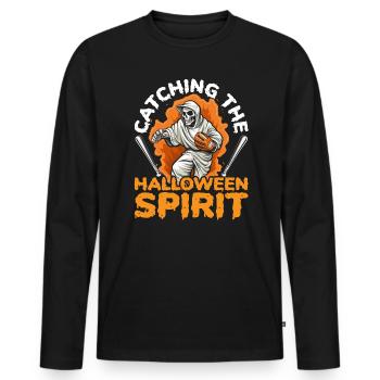 Baseball Halloween Trick Or Treat Baseball Player - Men's Premium Organic Long Sleeve Shirt - black - Front - Nico (187cm)