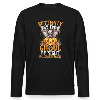 Butterfly Halloween Trick Or Treat Insect Lover - Men's Premium Organic Long Sleeve Shirt - black - Front - Nico (187cm)