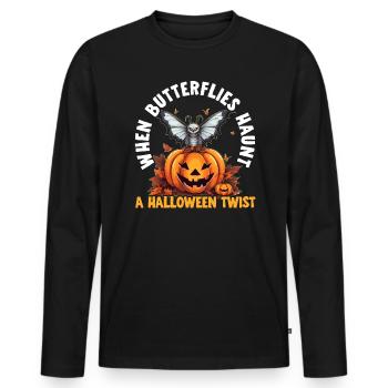 Butterfly Halloween Trick Or Treat Insect Lover - Men's Premium Organic Long Sleeve Shirt - black - Front - Nico (187cm)