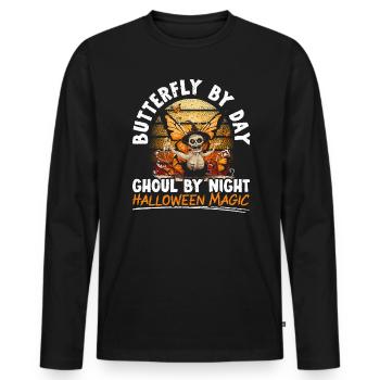 Butterfly Halloween Trick Or Treat Insect Lover - Men's Premium Organic Long Sleeve Shirt - black - Front - Nico (187cm)