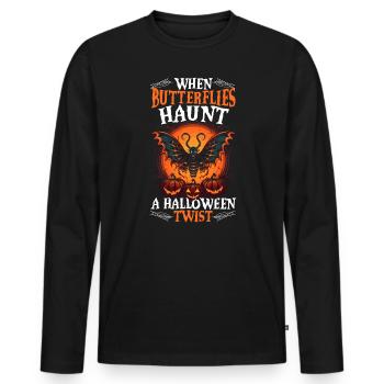 Butterfly Halloween Trick Or Treat Insect Lover - Men's Premium Organic Long Sleeve Shirt - black - Front - Nico (187cm)
