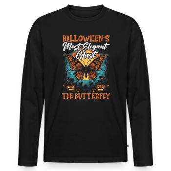 Butterfly Halloween Trick Or Treat Insect Lover - Men's Premium Organic Long Sleeve Shirt - black - Front - Nico (187cm)