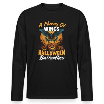 Butterfly Halloween Trick Or Treat Insect Lover - Men's Premium Organic Long Sleeve Shirt - black - Front - Nico (187cm)