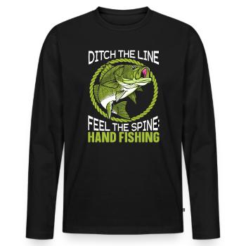 Hand Fishing Fisherman Noodling Lover Fisher Fish - Men's Premium Organic Long Sleeve Shirt - black - Front - Nico (187cm)