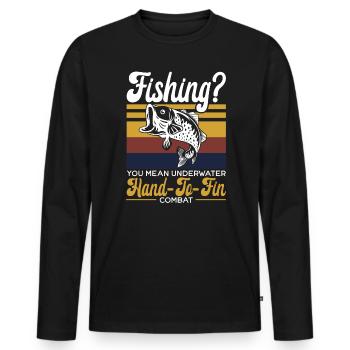 Handfischen Fischer Noodling Liebhaber Fischer Fisch - Männer Premium Bio Langarmshirt - Schwarz - Vorne - Nico (187cm)