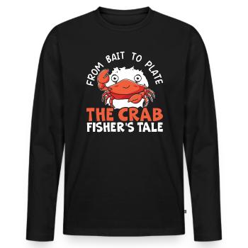 Crab Fishing Crabby Fisherman Crabbing Crabber - Men's Premium Organic Long Sleeve Shirt - black - Front - Nico (187cm)