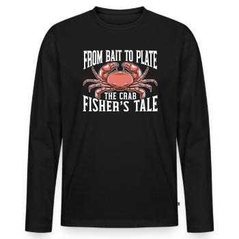 Crab Fishing Crabby Fisherman Crabbing Crabber - Men's Premium Organic Long Sleeve Shirt - black - Front - Nico (187cm)