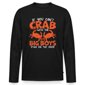 Crab Fishing Crabby Fisherman Crabbing Crabber - Men's Premium Organic Long Sleeve Shirt - black - Front - Nico (187cm)