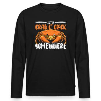 Crab Fishing Crabby Fisherman Crabbing Crabber - Men's Premium Organic Long Sleeve Shirt - black - Front - Nico (187cm)
