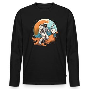Baseball Astronaut Baseball Player Outerspace - Men's Premium Organic Long Sleeve Shirt - black - Front - Nico (187cm)