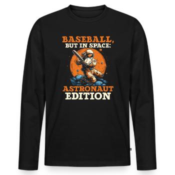Baseball-Astronaut Baseballspieler im Weltraum - Männer Premium Bio Langarmshirt - Schwarz - Vorne - Nico (187cm)