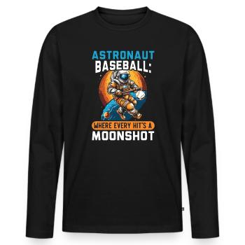 Baseball Astronaut Baseball Player Outerspace - Men's Premium Organic Long Sleeve Shirt - black - Front - Nico (187cm)
