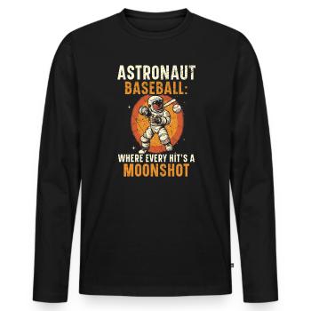 Baseball Astronaut Baseball Player Outerspace - Men's Premium Organic Long Sleeve Shirt - black - Front - Nico (187cm)