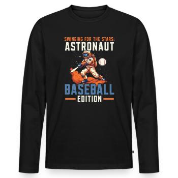 Baseball Astronaut Baseball Player Outerspace - Men's Premium Organic Long Sleeve Shirt - black - Front - Nico (187cm)