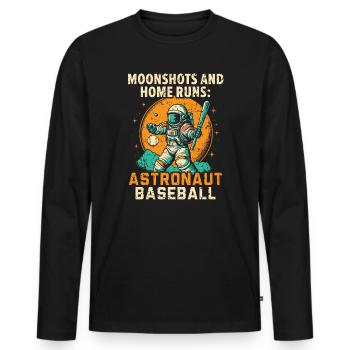 Baseball Astronaut Baseball Player Outerspace - Men's Premium Organic Long Sleeve Shirt - black - Front - Nico (187cm)