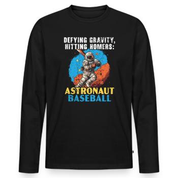 Baseball Astronaut Baseball Player Outerspace - Men's Premium Organic Long Sleeve Shirt - black - Front - Nico (187cm)