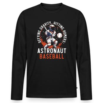 Baseball Astronaut Baseball Player Outerspace - Men's Premium Organic Long Sleeve Shirt - black - Front - Nico (187cm)