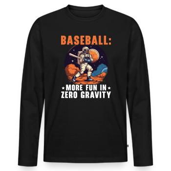 Baseball Astronaut Baseball Player Outerspace - Men's Premium Organic Long Sleeve Shirt - black - Front - Nico (187cm)