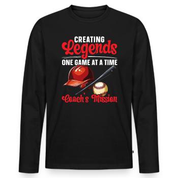 Baseballtrainer Baseballspieler Baseball-Mannschaftssport - Männer Premium Bio Langarmshirt - Schwarz - Vorne - Nico (187cm)