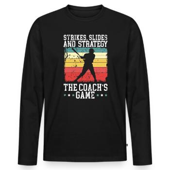 Baseballtrainer Baseballspieler Baseball-Mannschaftssport - Männer Premium Bio Langarmshirt - Schwarz - Vorne - Nico (187cm)