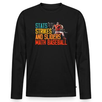 Baseball Math Lover Mathematician Baseball Player - Men's Premium Organic Long Sleeve Shirt - black - Front - Nico (187cm)