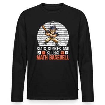 Amateur de mathématiques de baseball Mathématicien Joueur de baseball - T-shirt manches longues Premium bio Homme - noir - Devant - Nico (187cm)