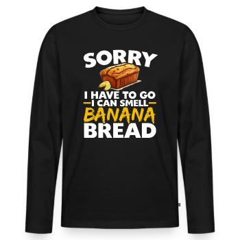 Pain aux bananes Baker Boulangerie Chef cuisinier Cuisiner - T-shirt manches longues Premium bio Homme - noir - Devant - Nico (187cm)
