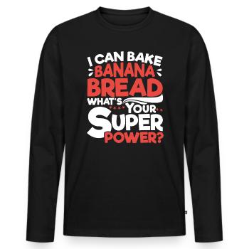 Pain aux bananes Baker Boulangerie Chef cuisinier Cuisiner - T-shirt manches longues Premium bio Homme - noir - Devant - Nico (187cm)