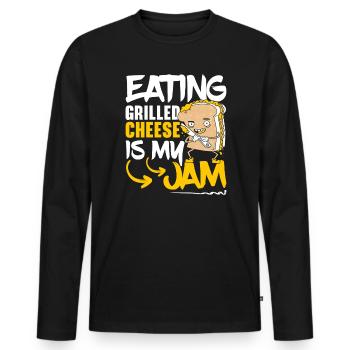 Love Grilled Cheese Please Cheesemaker Cheesy Food - T-shirt manches longues Premium bio Homme - noir - Devant - Nico (187cm)