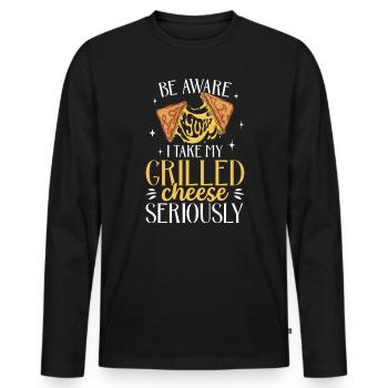 Love Grilled Cheese Please Cheesemaker Cheesy Food - T-shirt manches longues Premium bio Homme - noir - Devant - Nico (187cm)