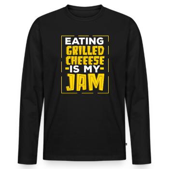 Love Grilled Cheese Please Cheesemaker Cheesy Food - T-shirt manches longues Premium bio Homme - noir - Devant - Nico (187cm)