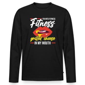 Love Grilled Cheese Please Cheesemaker Cheesy Food - T-shirt manches longues Premium bio Homme - noir - Devant - Nico (187cm)