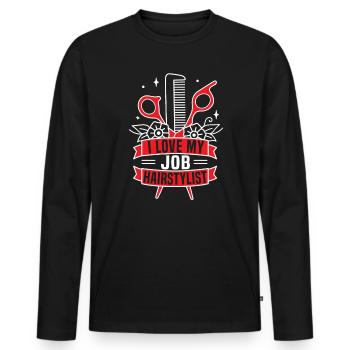 Coiffeur Coupe de cheveux Coiffeur Barbier Barbier - T-shirt manches longues Premium bio Homme - noir - Devant - Nico (187cm)