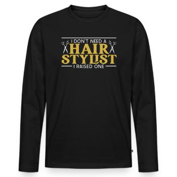 Coiffeur Coupe de cheveux Coiffeur Barbier Barbier - T-shirt manches longues Premium bio Homme - noir - Devant - Nico (187cm)