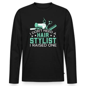 Coiffeur Coupe de cheveux Coiffeur Barbier Barbier - T-shirt manches longues Premium bio Homme - noir - Devant - Nico (187cm)