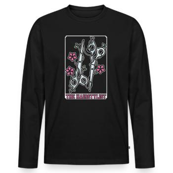 Coiffeur Coupe de cheveux Coiffeur Barbier Barbier - T-shirt manches longues Premium bio Homme - noir - Devant - Nico (187cm)