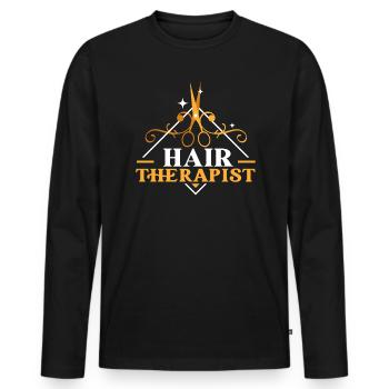Coiffeur Coupe de cheveux Coiffeur Barbier Barbier - T-shirt manches longues Premium bio Homme - noir - Devant - Nico (187cm)