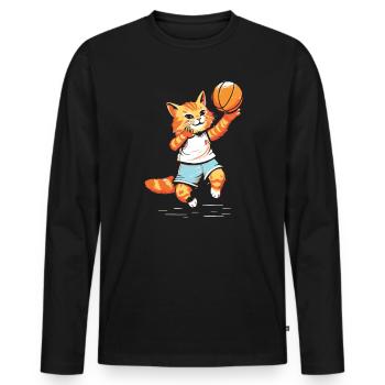 Basketball Cat Basketball Player I Love Basketball - Men's Premium Organic Long Sleeve Shirt - black - Front - Nico (187cm)