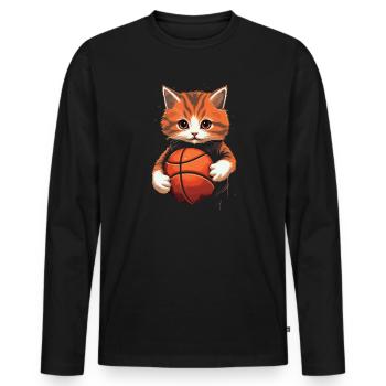 Basketball Cat Basketball Player I Love Basketball - Men's Premium Organic Long Sleeve Shirt - black - Front - Nico (187cm)
