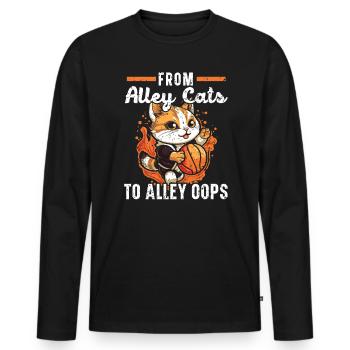 Basketball Cat Basketball Player I Love Basketball - Men's Premium Organic Long Sleeve Shirt - black - Front - Nico (187cm)