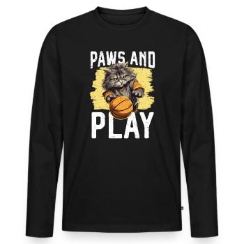 Basketball Cat Basketball Player I Love Basketball - Men's Premium Organic Long Sleeve Shirt - black - Front - Nico (187cm)