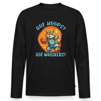 Basketball Cat Basketball Player I Love Basketball - Men's Premium Organic Long Sleeve Shirt - black - Front - Nico (187cm)