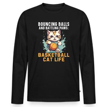 Basketball Cat Basketball Player I Love Basketball - Men's Premium Organic Long Sleeve Shirt - black - Front - Nico (187cm)