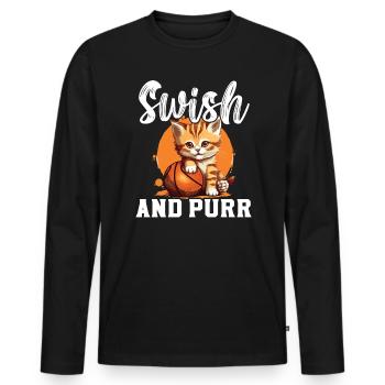 Basketball Cat Basketball Player I Love Basketball - Men's Premium Organic Long Sleeve Shirt - black - Front - Nico (187cm)