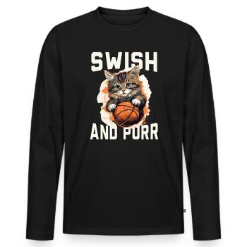 Basketball Cat Basketball Player I Love Basketball - Men's Premium Organic Long Sleeve Shirt - black - Front - Nico (187cm)