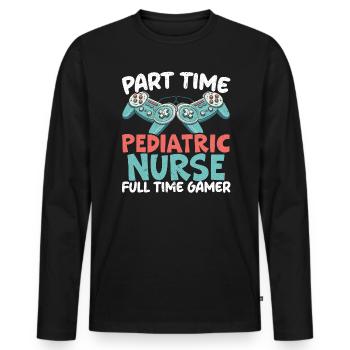 Gamer Nurse Video Game Player Gaming Nursing - Men's Premium Organic Long Sleeve Shirt - black - Front - Nico (187cm)