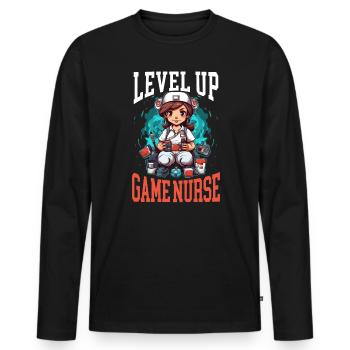 Gamer Nurse Video Game Player Gaming Nursing - Men's Premium Organic Long Sleeve Shirt - black - Front - Nico (187cm)