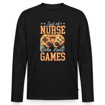Gamer Nurse Video Game Player Gaming Nursing - Men's Premium Organic Long Sleeve Shirt - black - Front - Nico (187cm)
