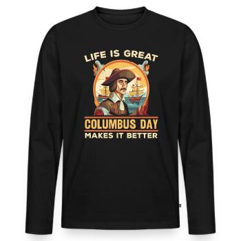 Christoph Kolumbus Italienisch-Amerikanischer Kolumbus-Tag - Männer Premium Bio Langarmshirt - Schwarz - Vorne - Nico (187cm)